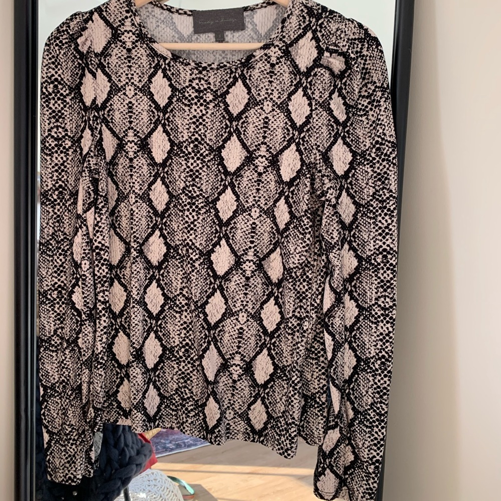 Sunday in Brooklyn Snakeskin Puff Sleeve Top